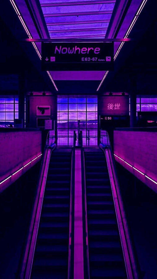 Purple Aesthetic Phone Airport Escalator Wallpaper