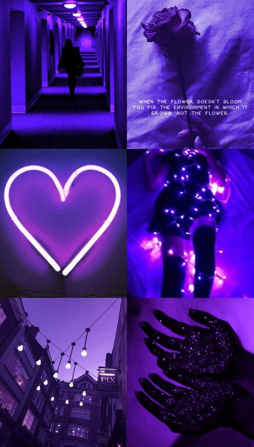 Purple Aesthetic Phone Art Collage Wallpaper