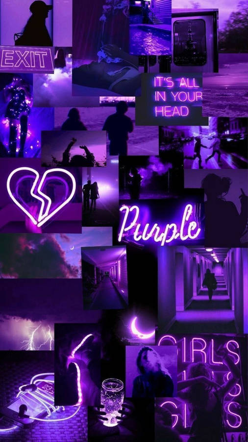 Purple Aesthetic Phone Neon Pictures Wallpaper