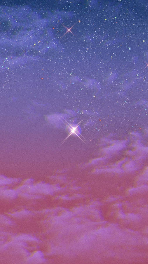 Purple Aesthetic Phone Shining Star Wallpaper