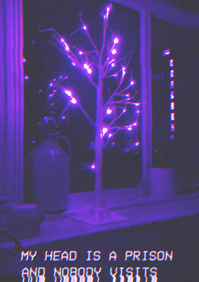 Purple Aesthetic Phone Tree Decor Wallpaper