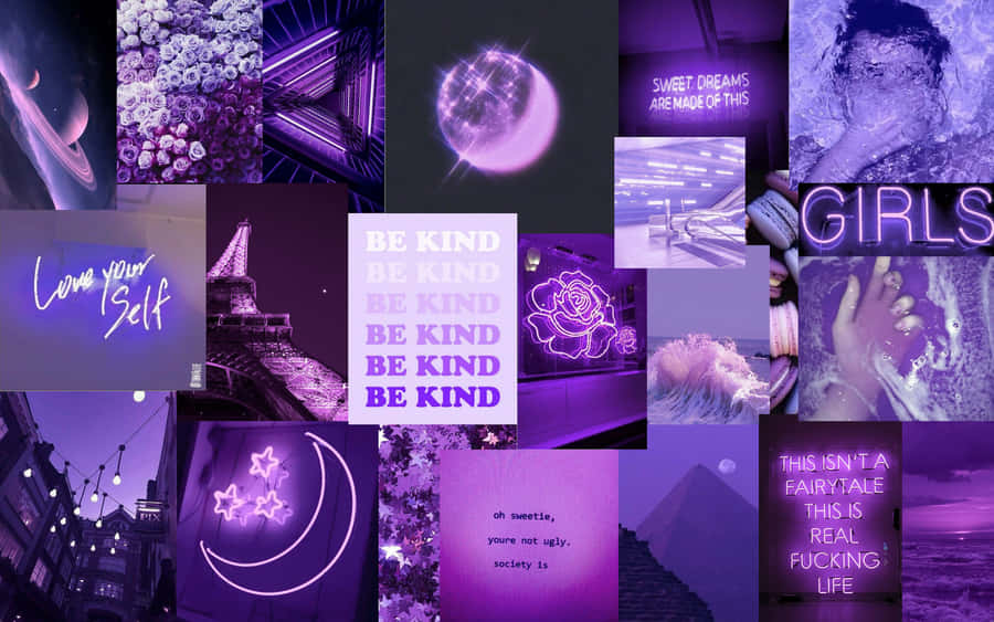 Purple And Pink Collage With A Lot Of Pictures Wallpaper