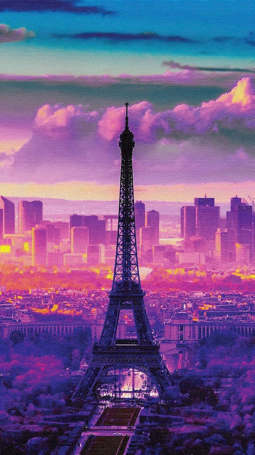 Purple And Pink Paris Background Wallpaper