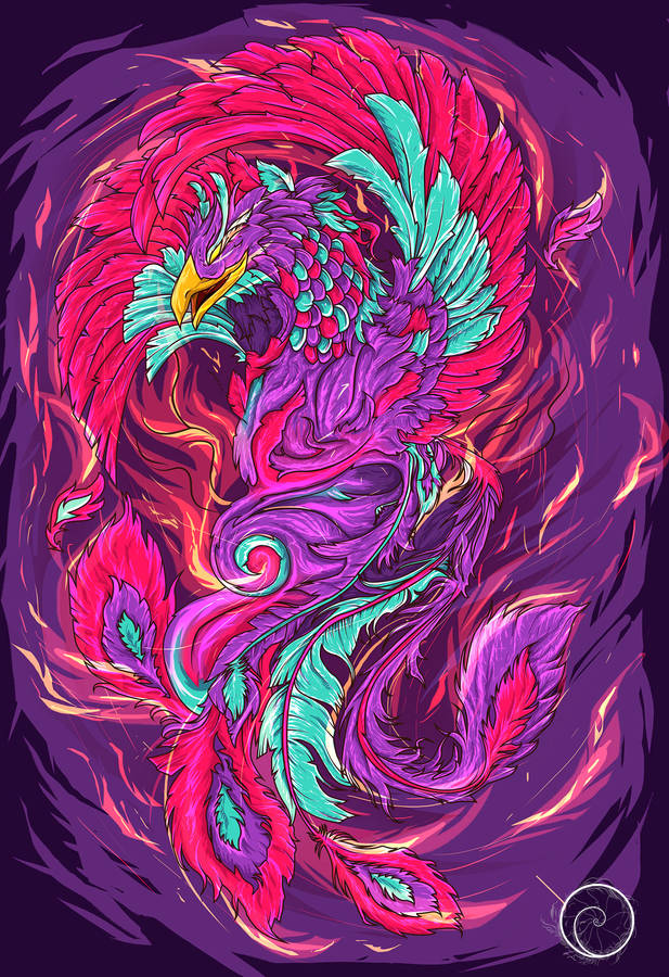 Purple Art Phoenix Mobile Wallpaper