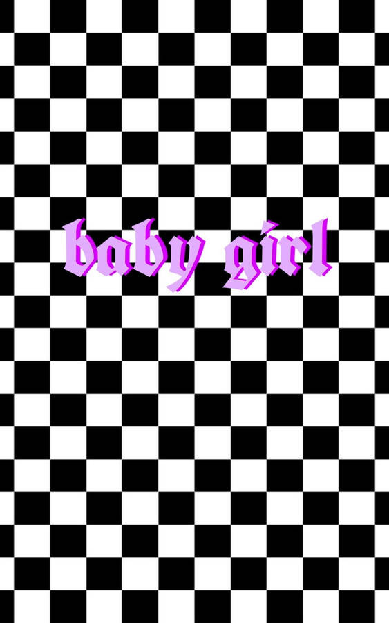 Purple Baby Girl Text On Black And White Squares Wallpaper