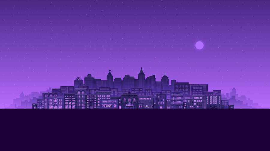 Purple City At Night Wallpaper