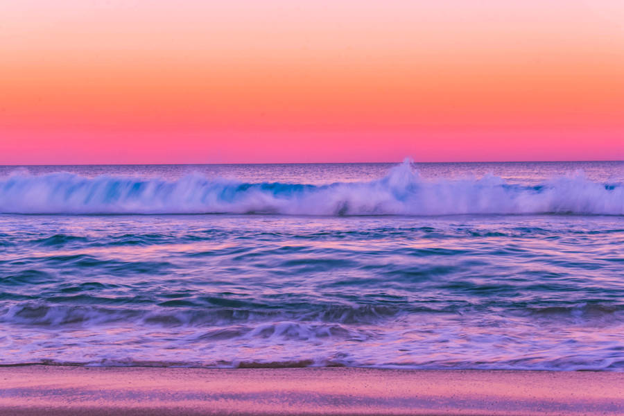 Purple Dusk Sea Background Wallpaper