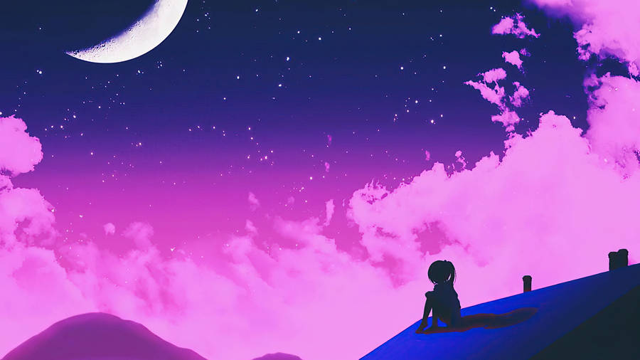 Purple Girl Alone Wallpaper