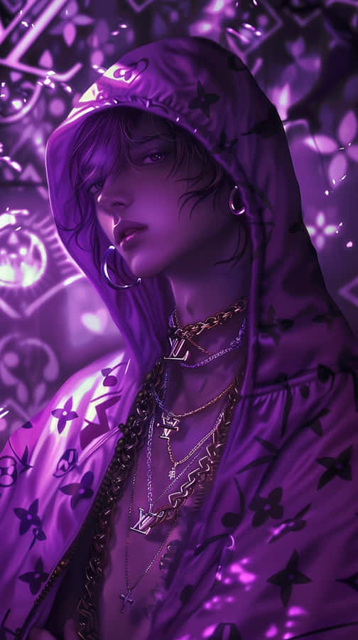 Purple Louis Vuitton Hoodie Anime Style Wallpaper