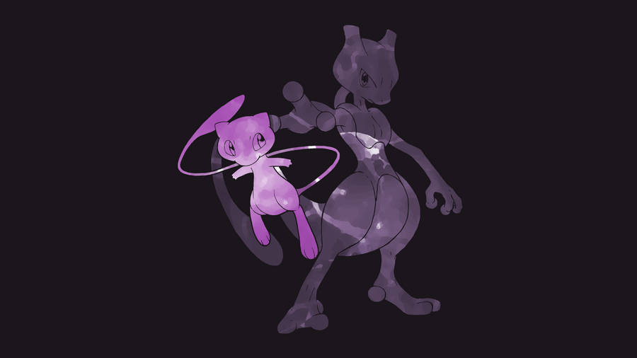 Purple Mew And Mewtwo Wallpaper