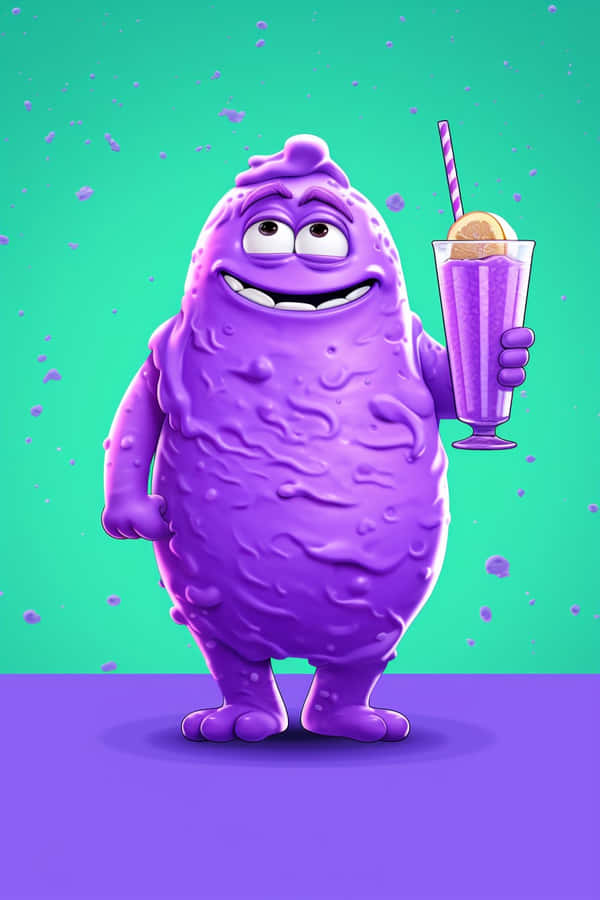 Purple Monster Holding Milkshake Wallpaper