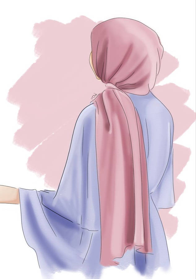 Purple Pink Hijab Woman Wallpaper