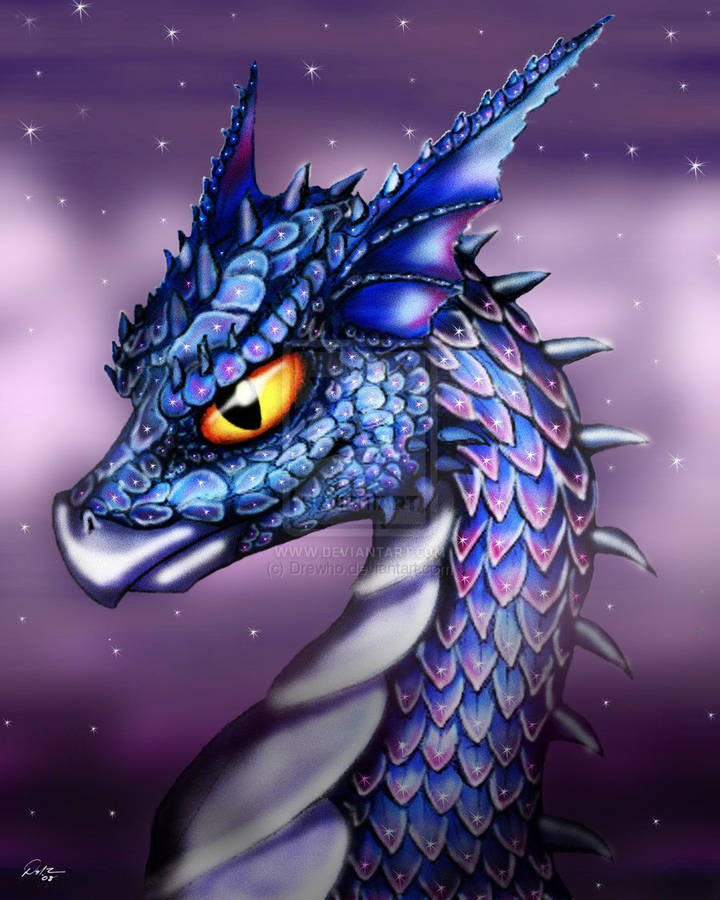 Purple Pink Water Dragon Yellow Eyes Wallpaper