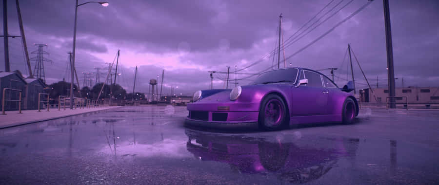 Purple R W B Porsche Dusk Reflection Wallpaper