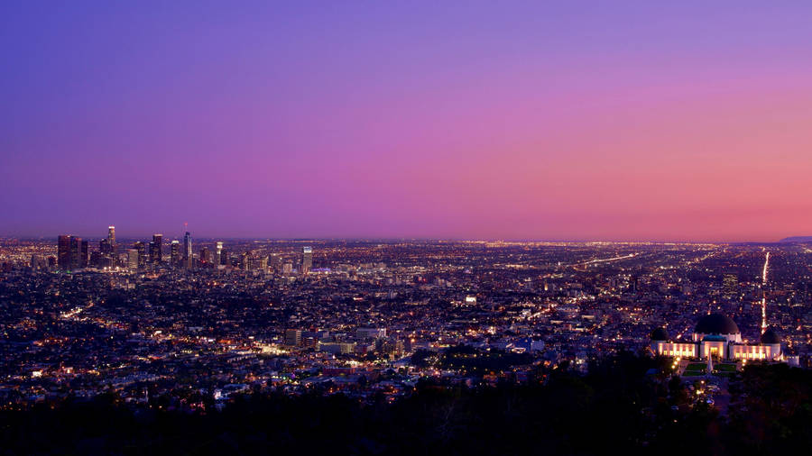 Purple Sky In Los Angeles 4k Wallpaper
