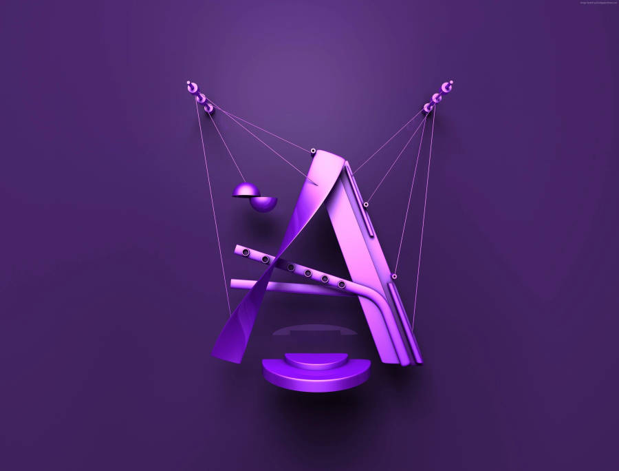 Purple Strings Letter A Wallpaper