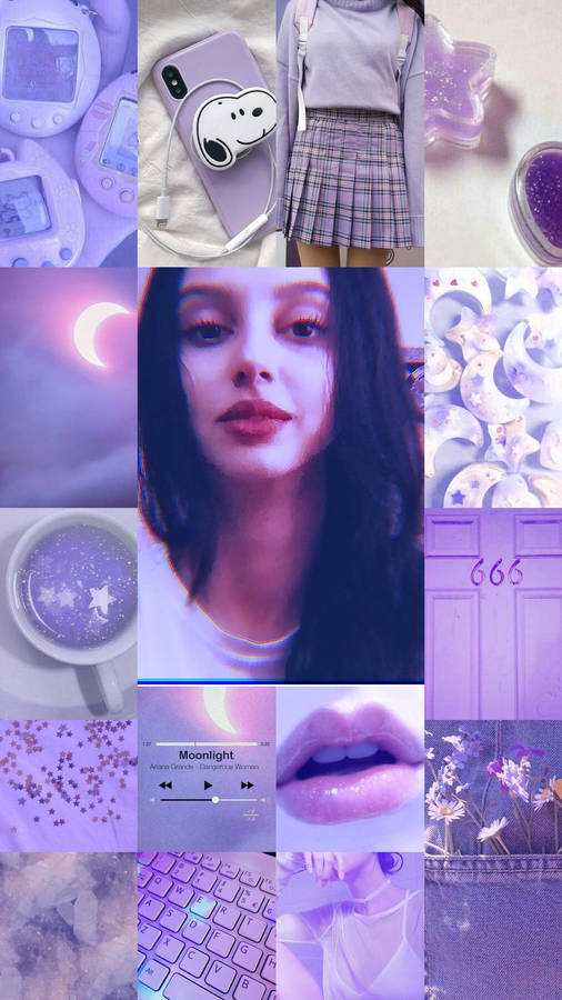 Purple Stuff Aesthetic Collage Wallpaper