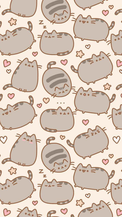 Pusheen Kawaii With Various Expressions Wallpaper