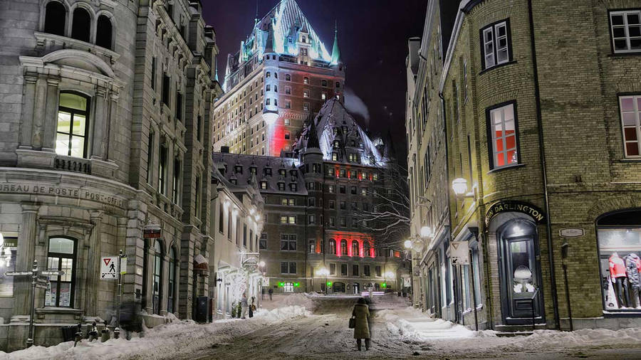 Quebec City Chateau Frontenac Snow Wallpaper