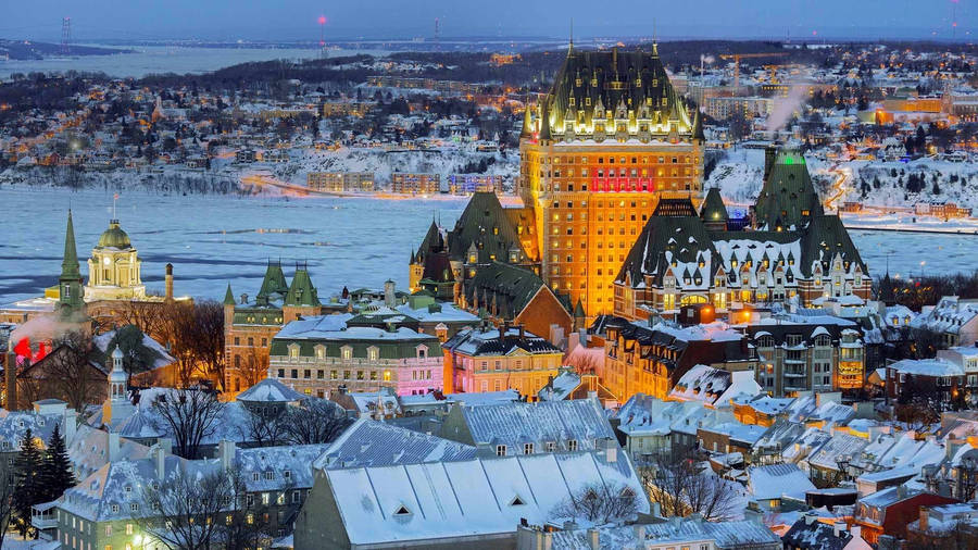 Quebec City Snow Lake Wallpaper