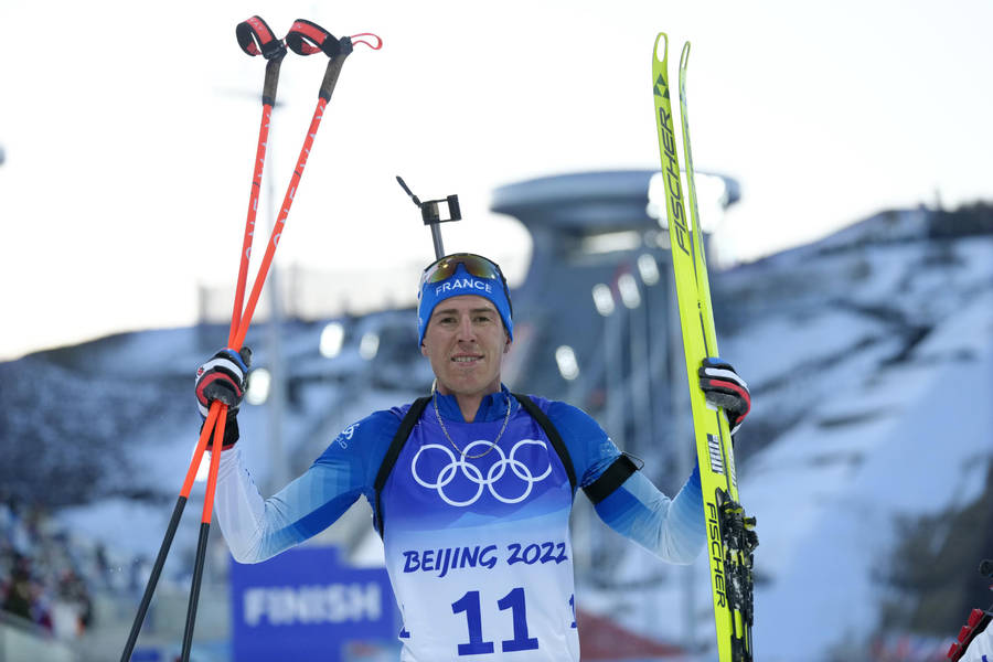 Quentin Fillon Maillet Biathlon 2022 Beijing Winter Olympics Wallpaper