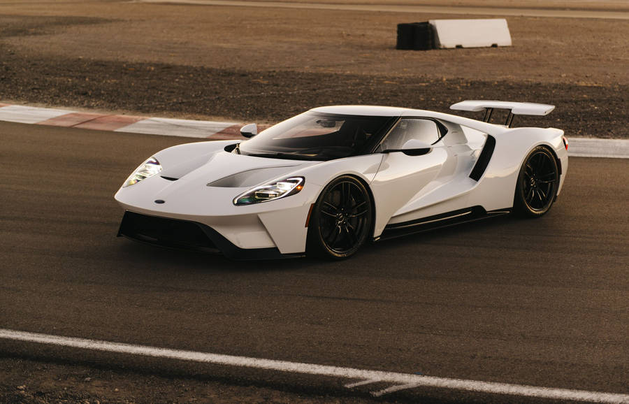 Race Track With White Ford Gt Wallpaper