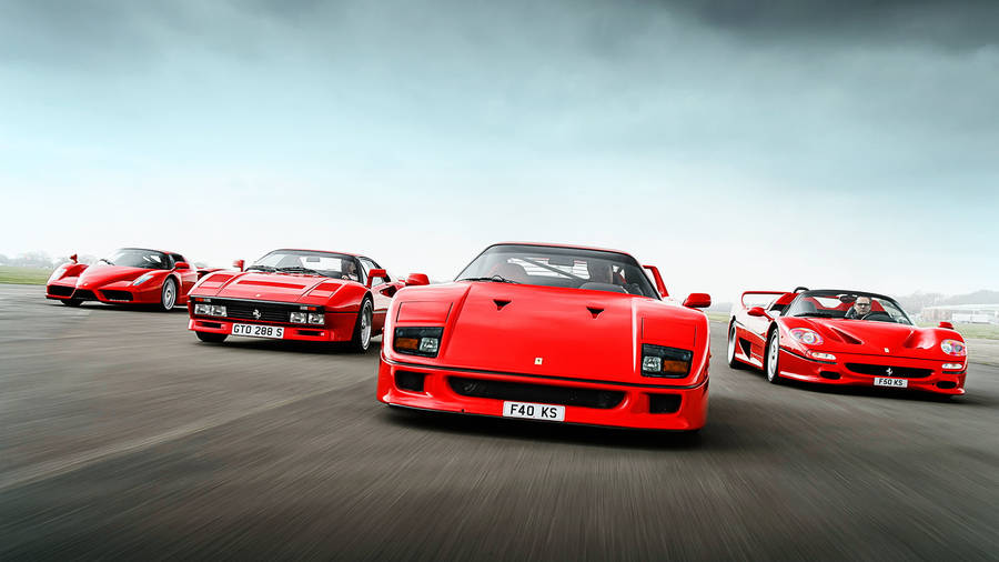 Racing Four Red Ferrari Ipad Wallpaper