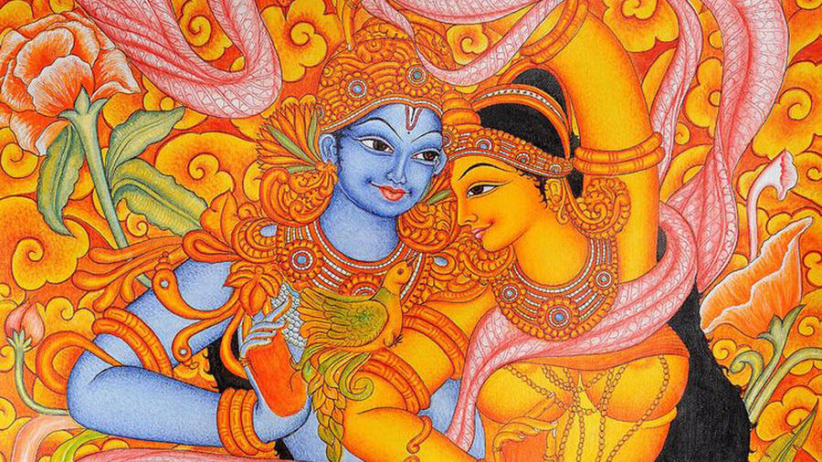 Radha Krishna Indus Folk Art Wallpaper