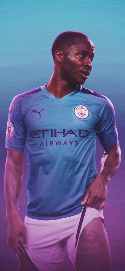 Raheem Sterling In Gradient Colors Wallpaper