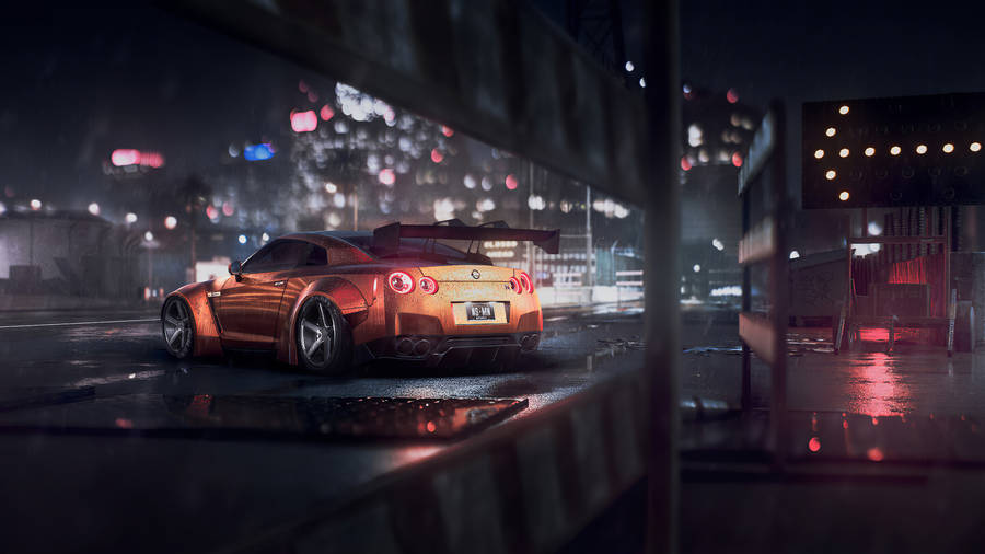 Rain And An Orange Nissan Gt R 4k Wallpaper