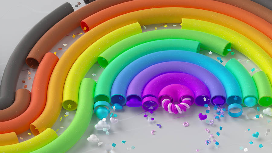 Rainbow Aesthetic Curved Pipes Wallpaper