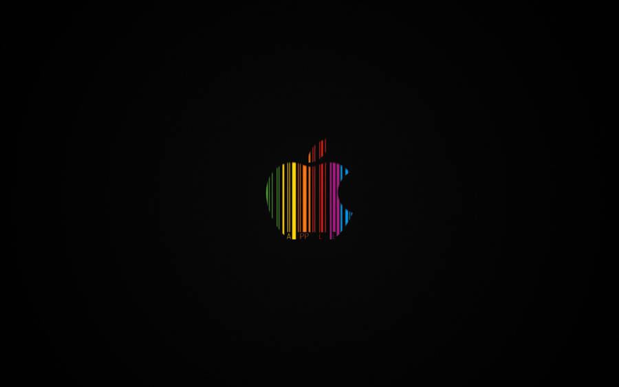 Rainbow Apple Logo Black Mac Wallpaper