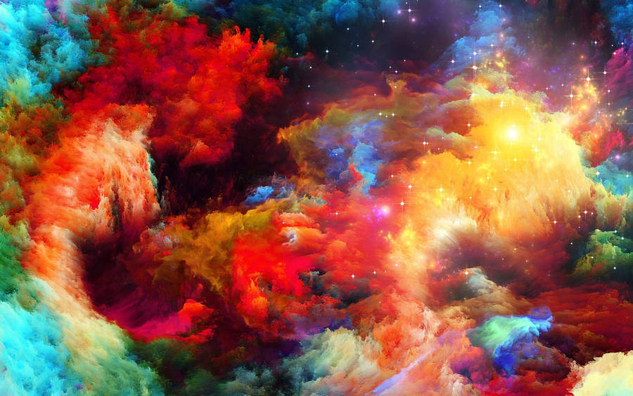 Rainbow Galaxy Full Of Clouds Wallpaper