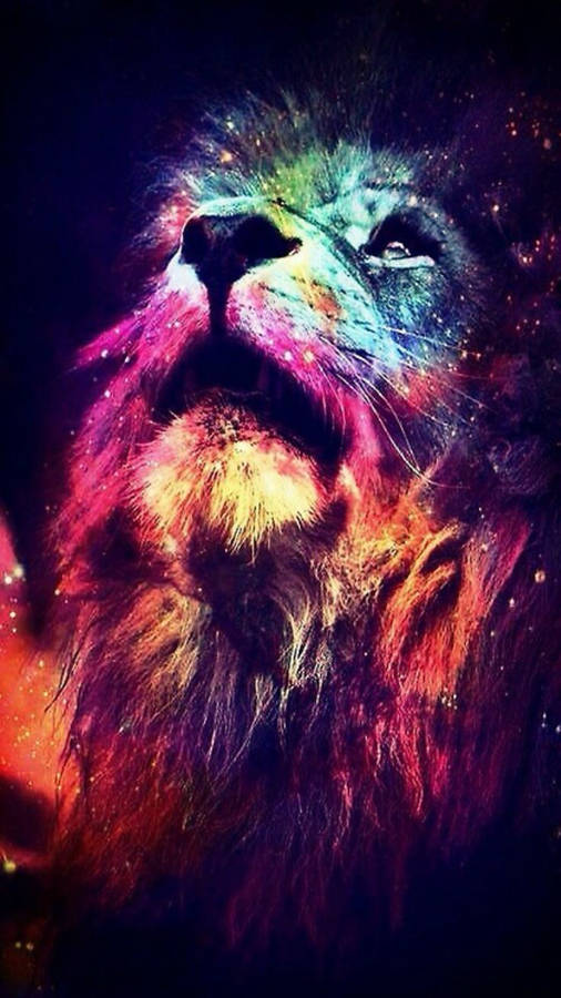 Rainbow Galaxy Lion Wallpaper