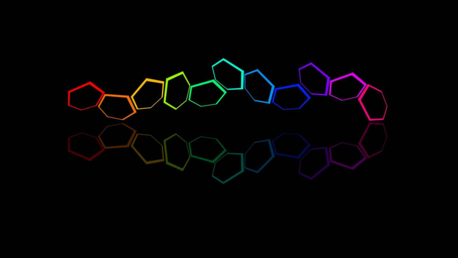 Rainbow Hexagons Black Art Wallpaper