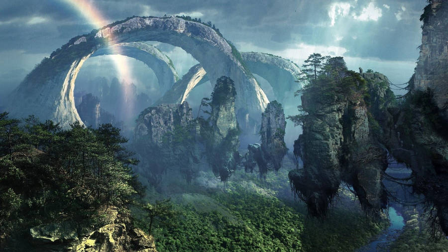 Rainbow In Pandora Rock Mountains Wallpaper