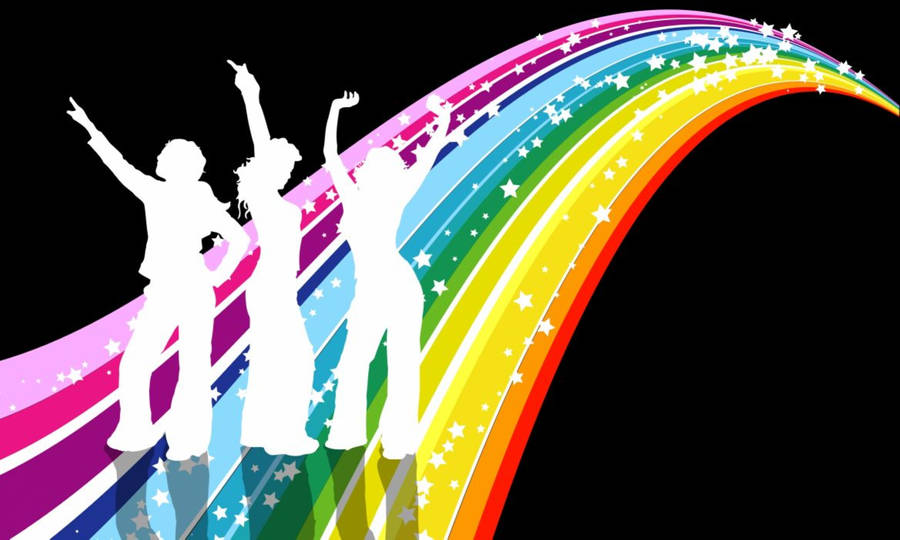 Rainbow Retro Dance Wallpaper