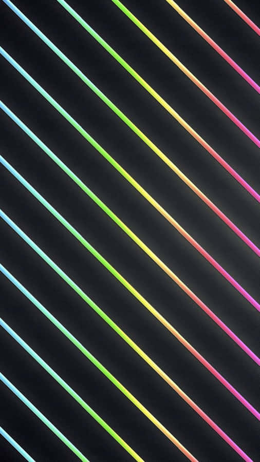 Rainbow Striped Lines On A Black Background Wallpaper