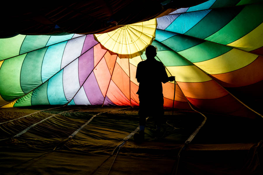 Rainbow Stripes Hot Air Balloon Wallpaper