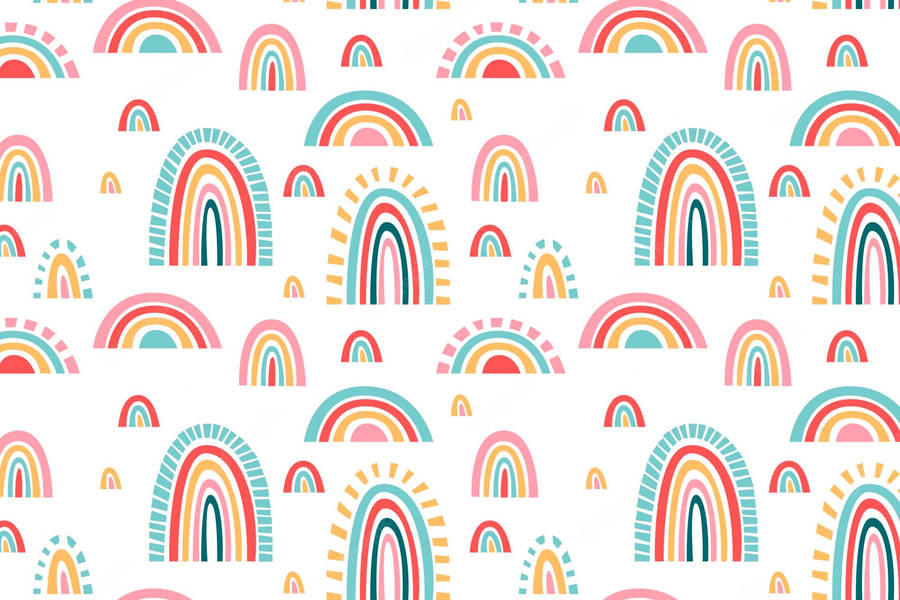 Rainbows And Clouds Pattern Wallpaper