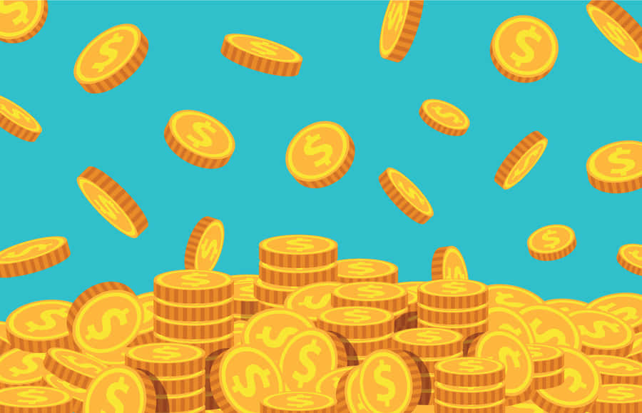 Raining Gold Coins Illustration Wallpaper