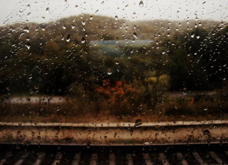 Raining On Train Tracks Wallpaper
