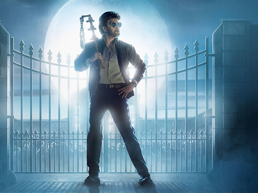 Rajinikanth Blue Full Moon Wallpaper