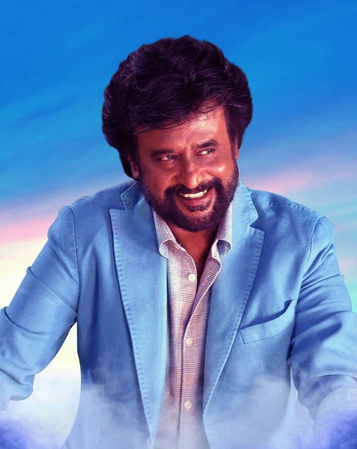 Rajinikanth Dazzling In A Blue Coat Wallpaper