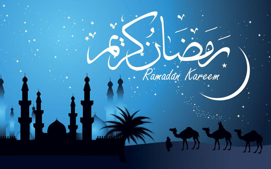 Ramadan Kareem With Three Camels Wallpaper