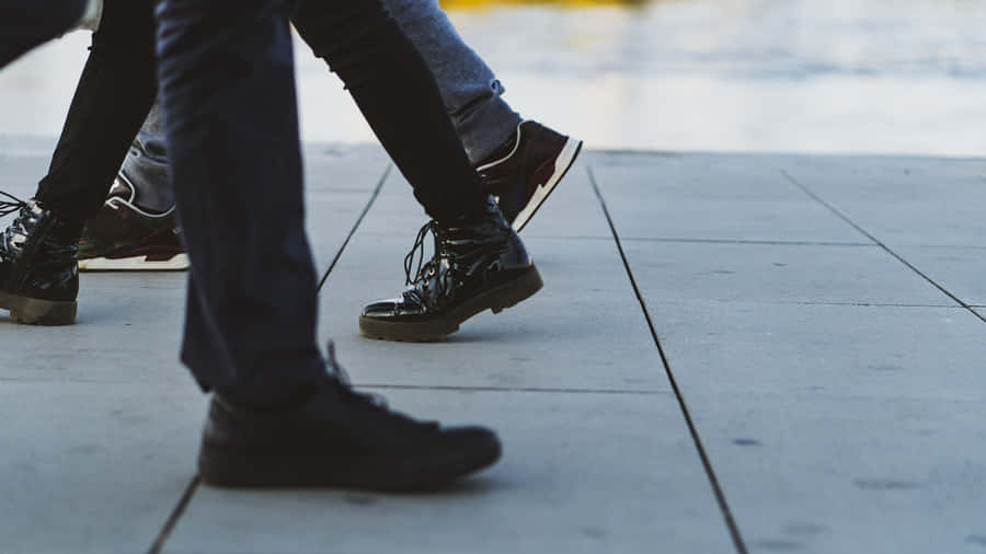 Random Male Feet Walking Around Wallpaper