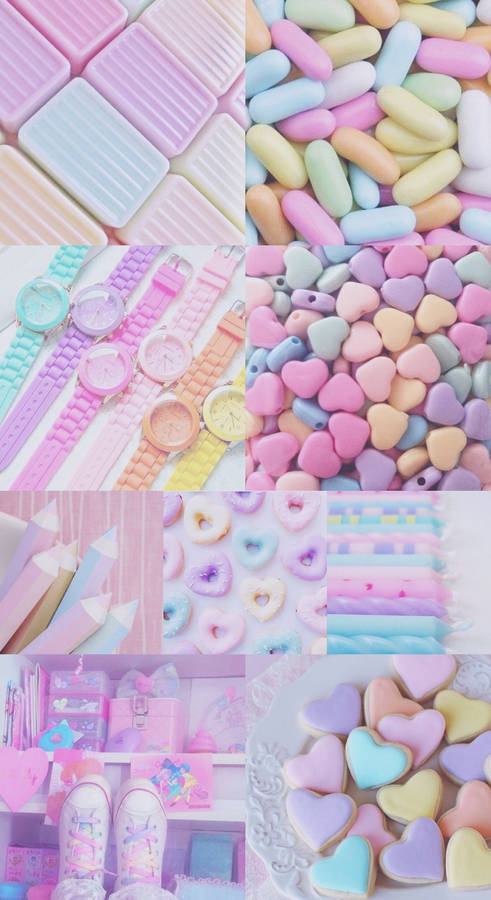 Random Pastel Rainbow Collage Wallpaper