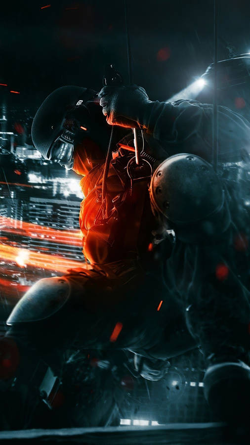 Rappelling Soldier In Battlefield 4 Phone Wallpaper