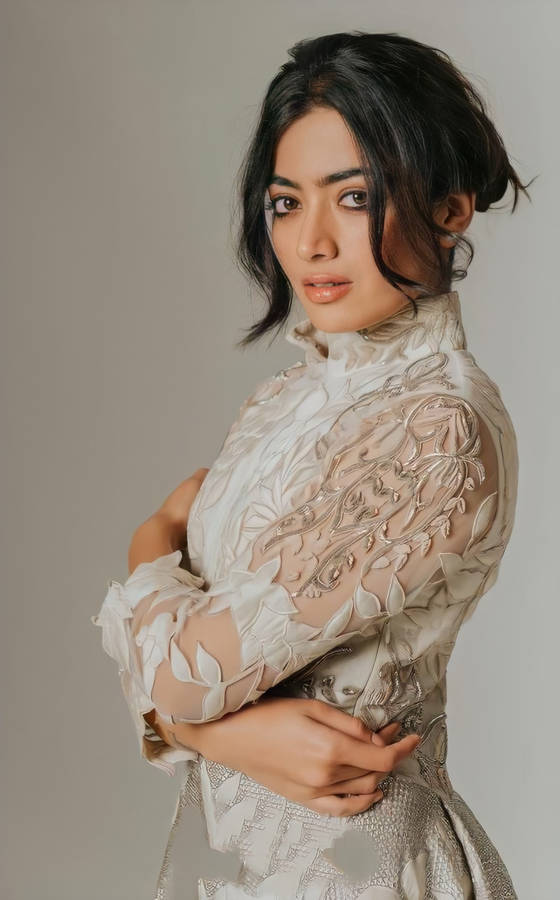 Rashmika Mandanna Hd Laced Dress Wallpaper