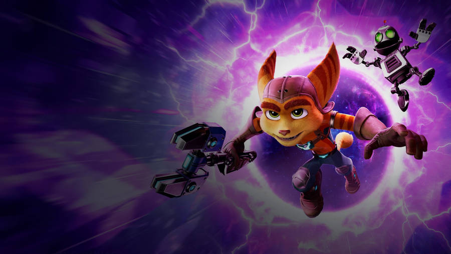 Ratchet And Clank: Rift Apart In Dynamic Action Wallpaper